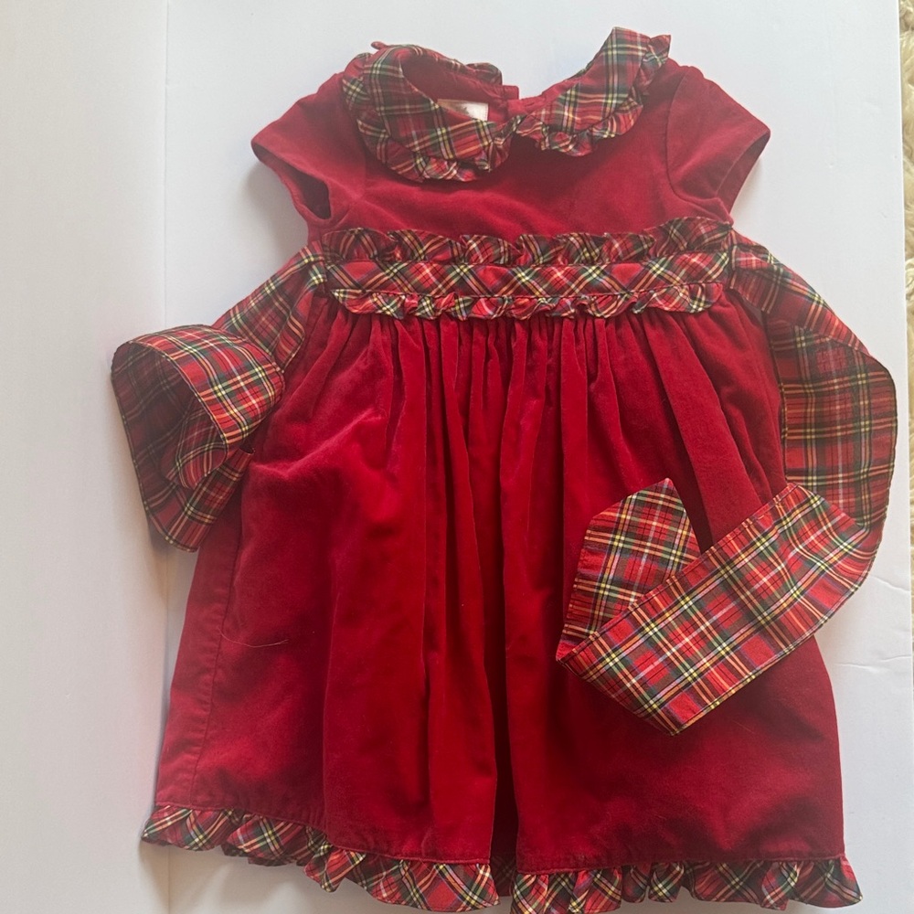 Laura Ashley Red Velvet Holiday Kids Dress